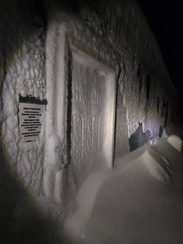 EXHAUST Provincetown studio exterior, winter 2026